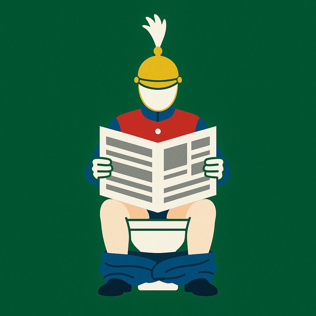 Jabuti Dourado - Mascote lendo jornal